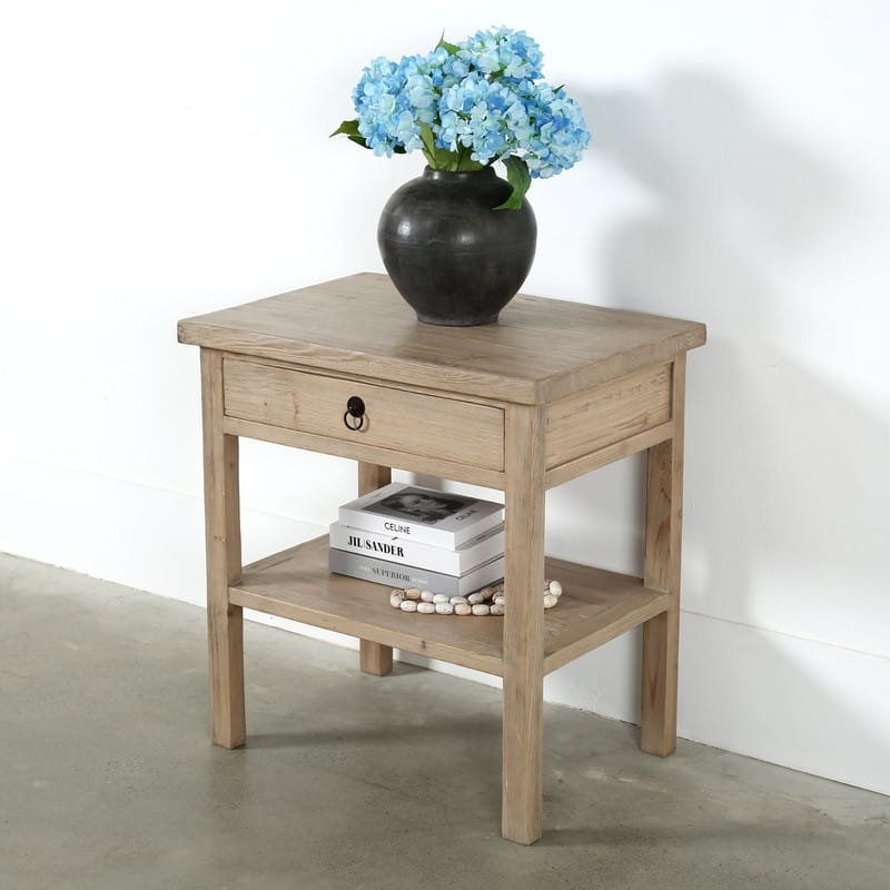 One Drawer Side Table Weathered Natural 28x20x30H