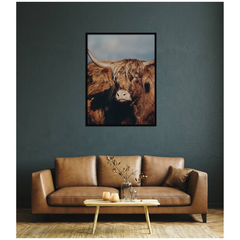 Kate and Laurel Highland Cow No. 5 by Laura Evans Framed Wall Art Print