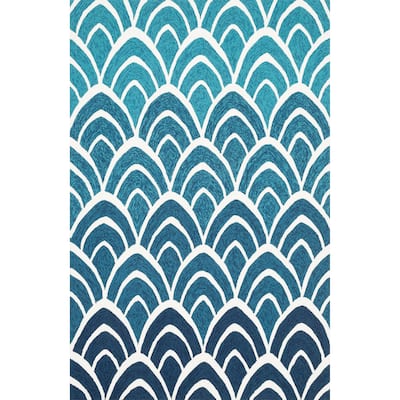 Alexander Home Capri Modern Waves Hand-hooked Indoor/ Outdoor Rug
