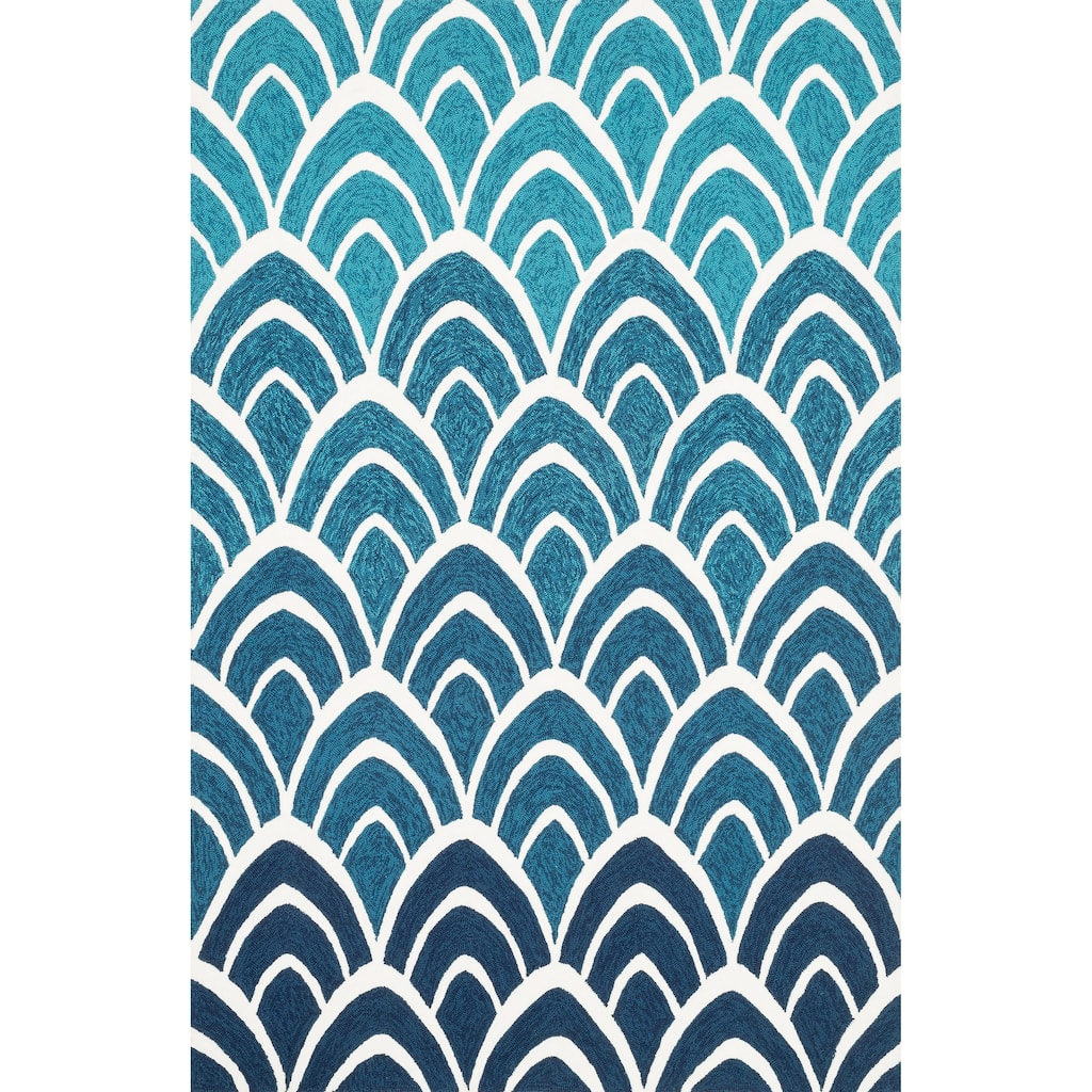 Alexander Home Capri Modern Waves Hand-hooked Indoor/ Outdoor Rug