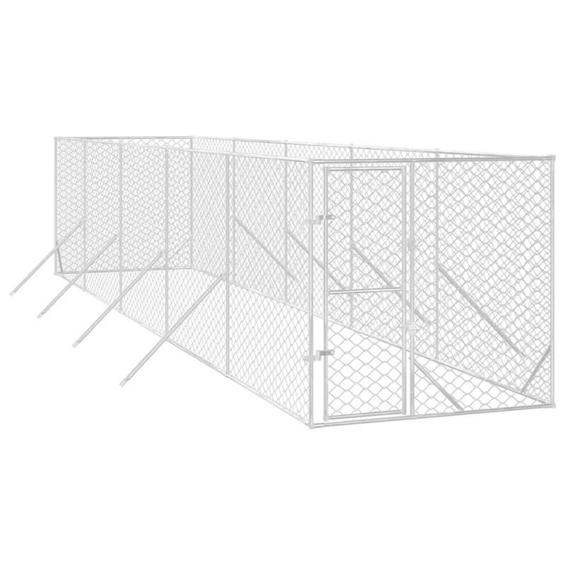 vidaXL Outdoor Dog Kennel Silver Multi-Size Galvanized Steel