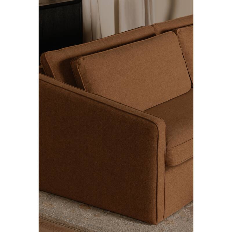 NADAAL STUDIOS Cyris Sofa, Minimalist Silhouette with Layered Back Cushions and Performance Upholstery, Rust