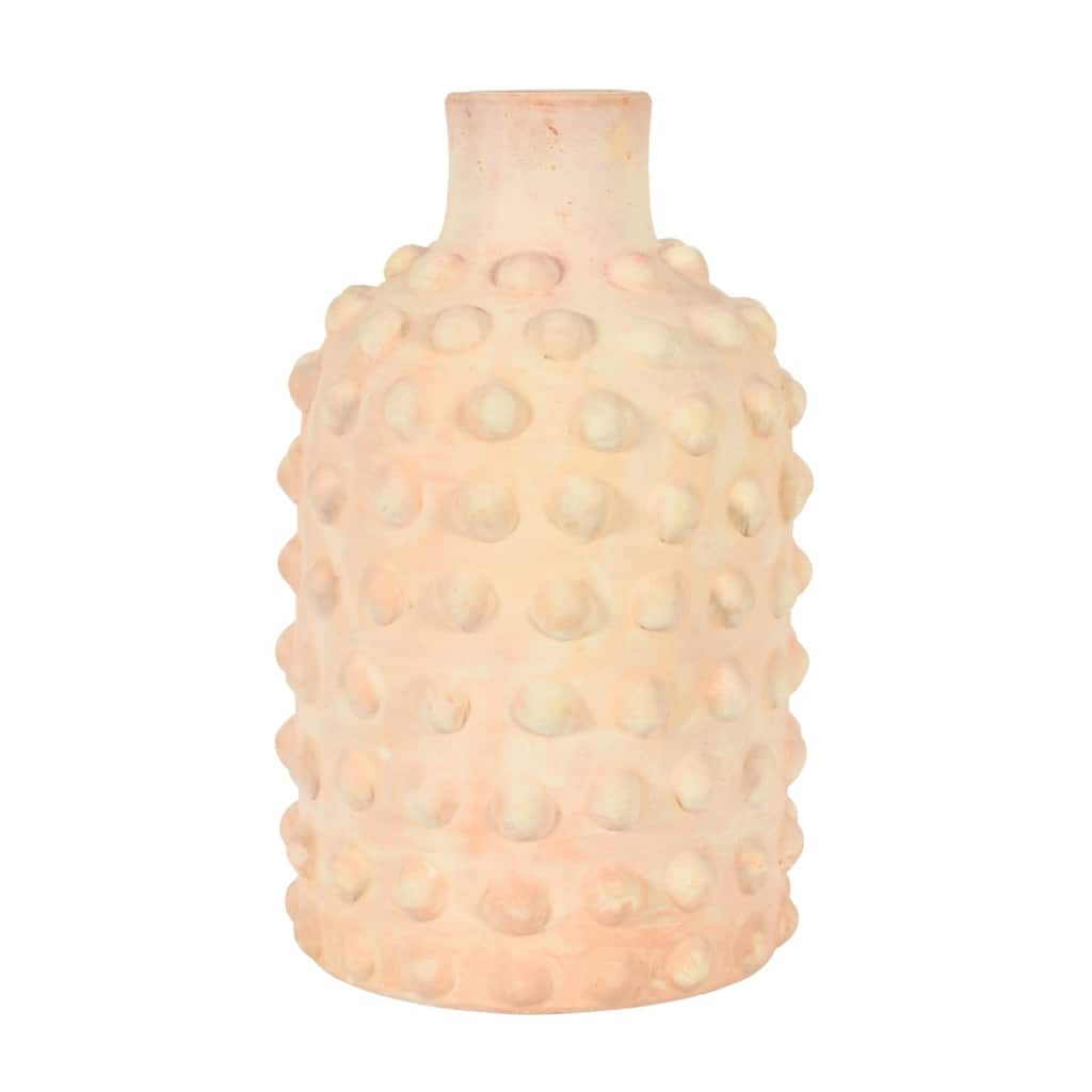 Solid Fully Beaded Terracotta Vase - 12.25" - Brown