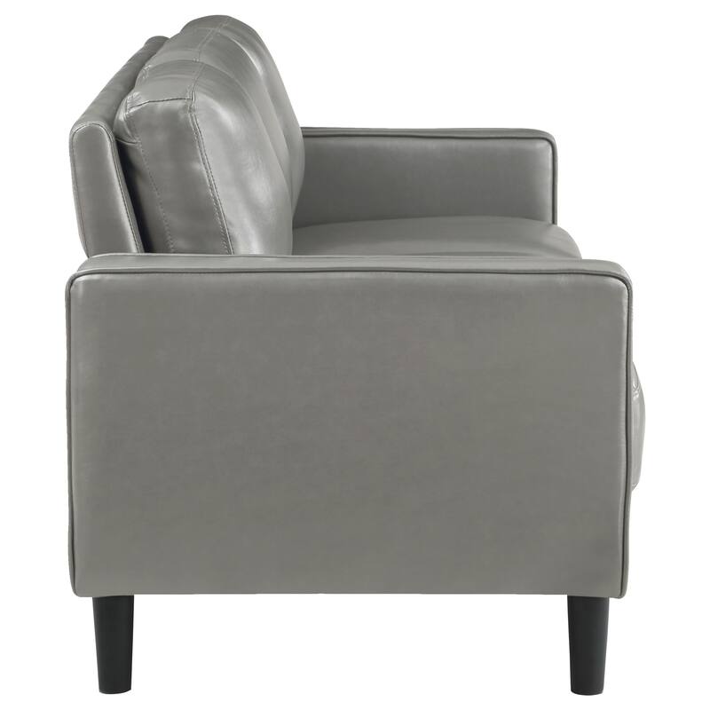 Ruth Modern Leatherette Upholstered Track Arm Sofa