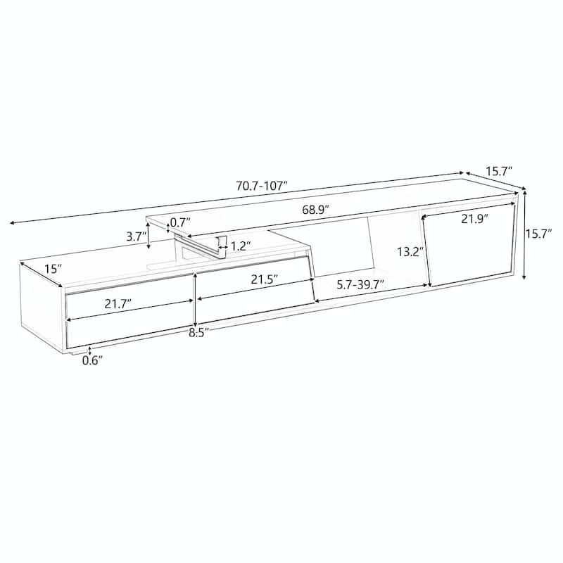Modern Rectangle TV Stand with Drawers and Cabinet