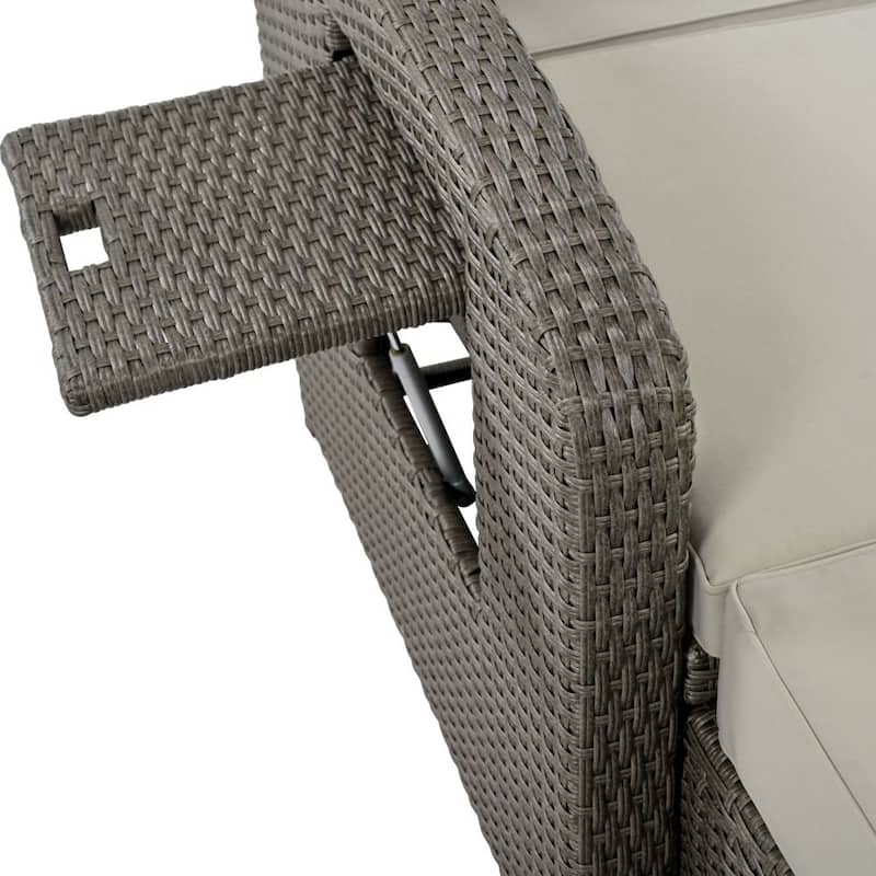 PE Wicker Rattan Double Chaise Lounge 2-Person Reclining Daybed,Free Rain Cover