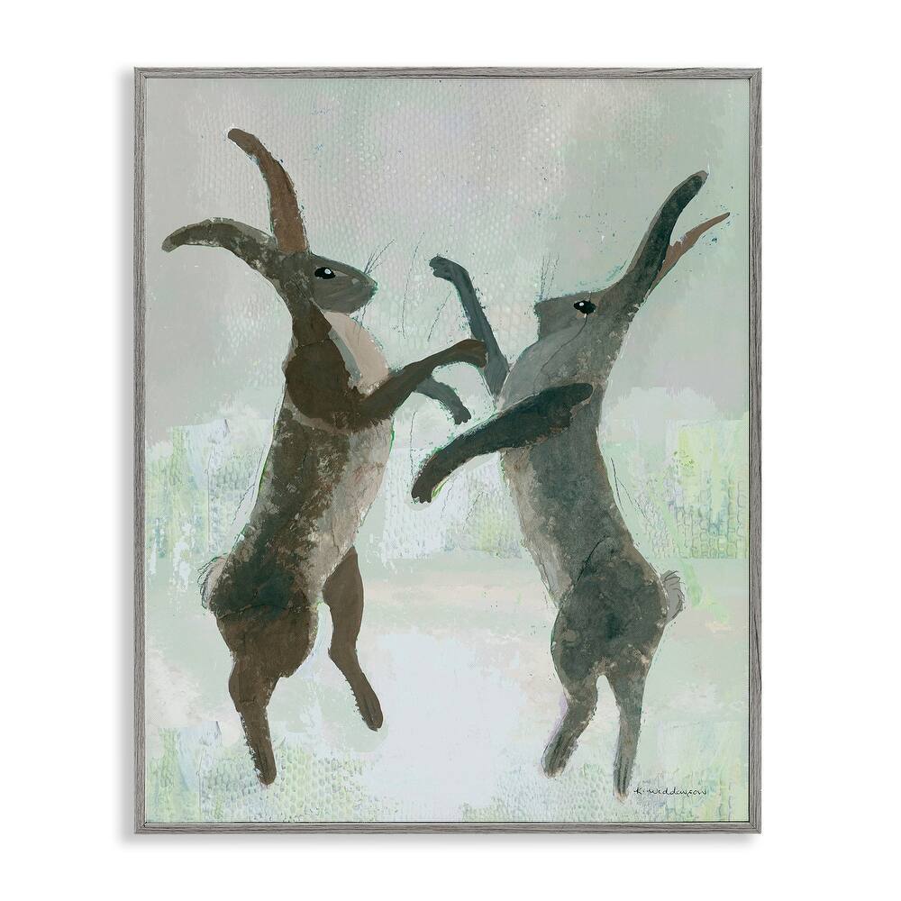 Stupell Boxing Hares Impression Framed Giclee Art Design By Kay Widdowson