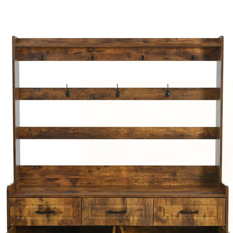 Four-Door Shoe Cabinet with Coat Rack
