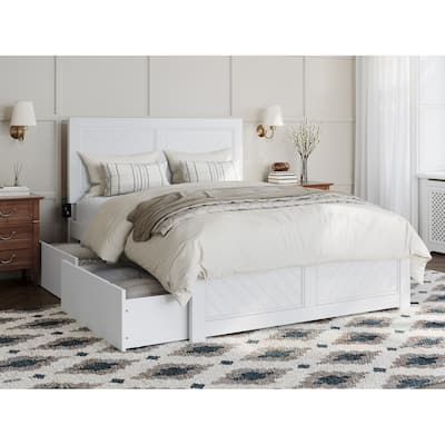 Canyon Full Platform Bed with Matching Footboard & Storage Drawers in White
