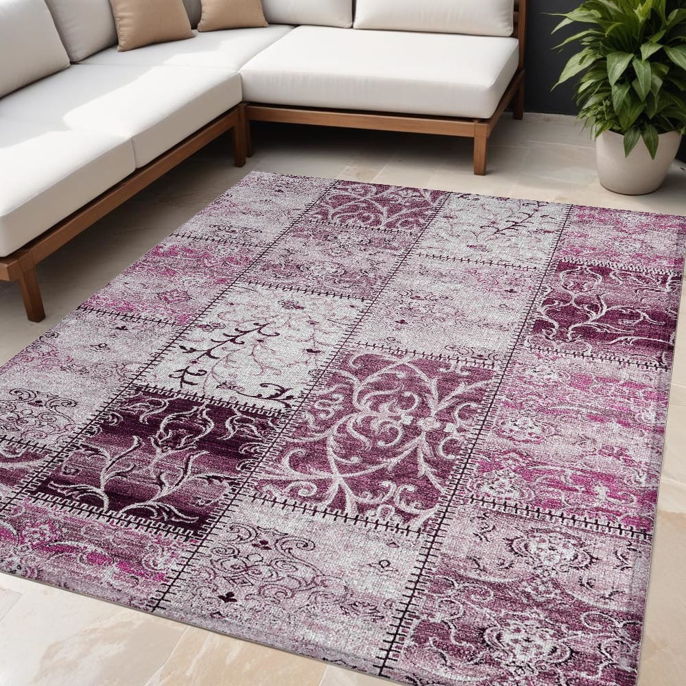 Alvave Patchwork Weather Resistant Blended Style Outdoor Rug
