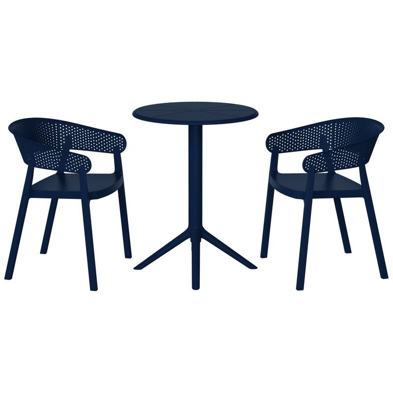 Frond and Form 2-Person Outdoor Round Dining Set - Navy Blue