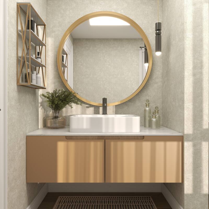 Wooden Wall Mirror with Thin Frame - Black, White, Gold - Roche River Decor