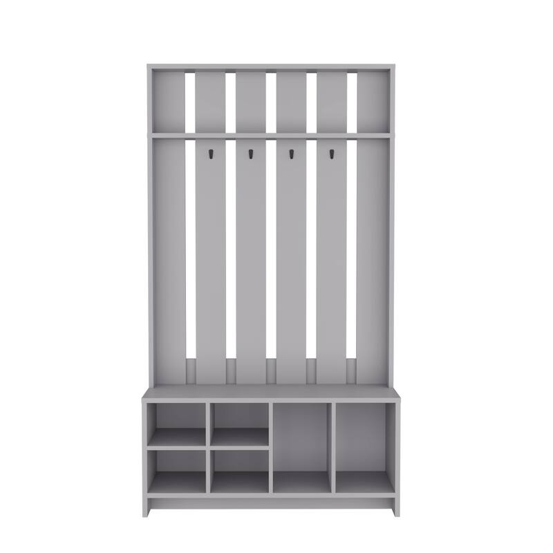 Functional 38" Hall Tree with Bench, Shoe Storage, and Hooks for Organized Entryways and Mudrooms