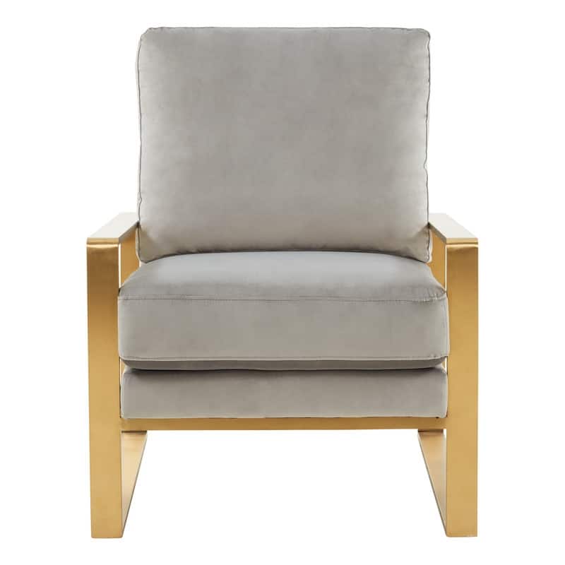 Jefferson Modern Velvet Accent Chair with Brushed Gold Frame, Removable Cushions, and Floor Protectors for Living Room or Office