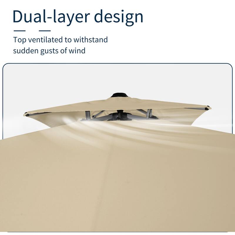 11FT Patio Umbrella Outdoor Square Double Top Umbrella with Base
