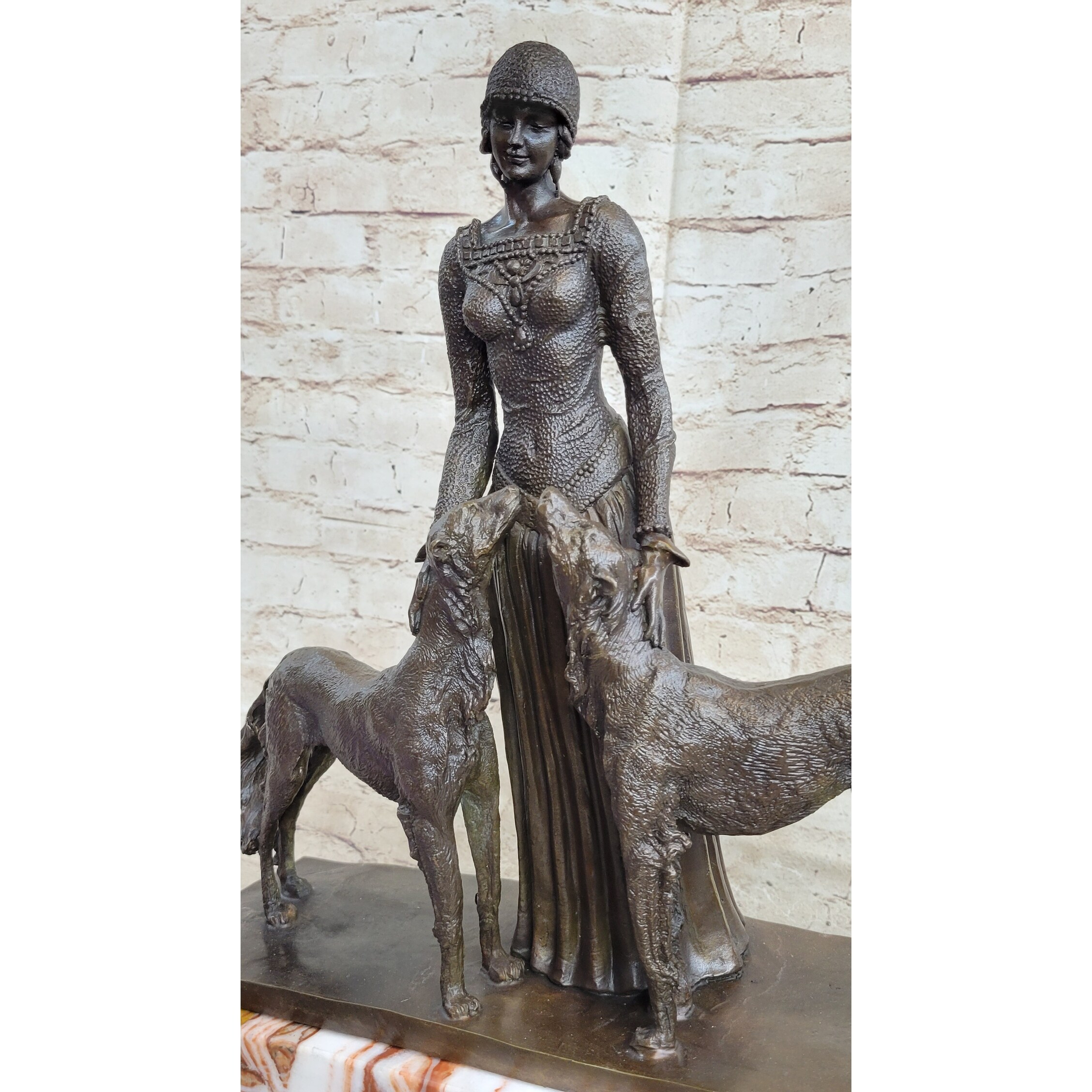 Lady-With-2-Dogs-Afghan-Hounds
