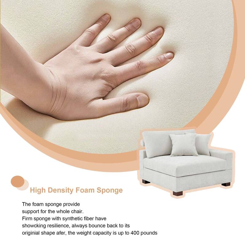 Chenille Upholstered Armless Accent Chair With Plush Cushion