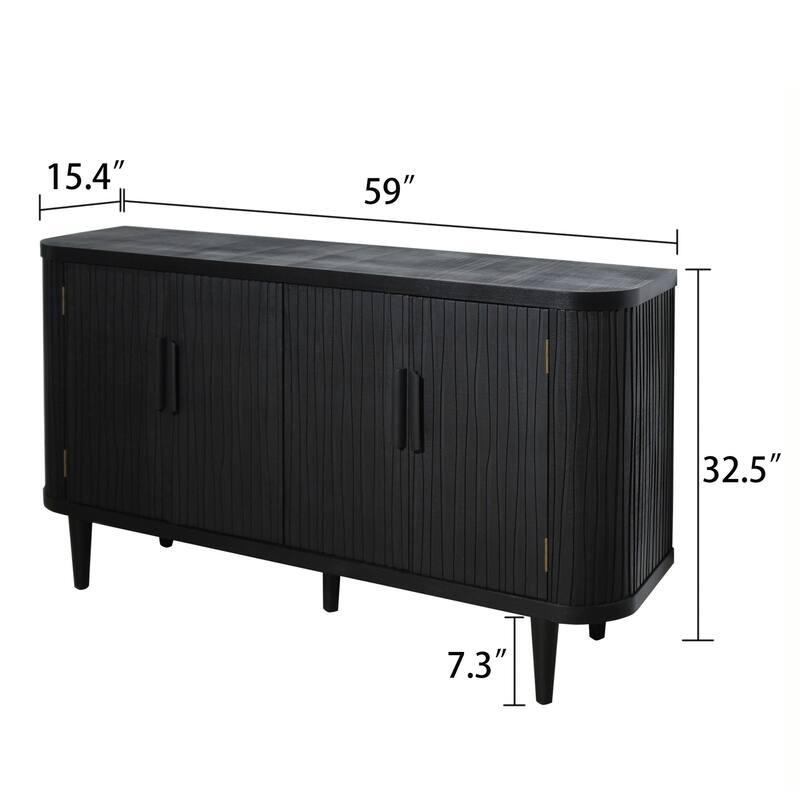 Modern Accent Buffet Cabinet Freestanding Sideboard Storage Cabinet with Adjustable Shelves and 4 Doors for Hallway, Entryway