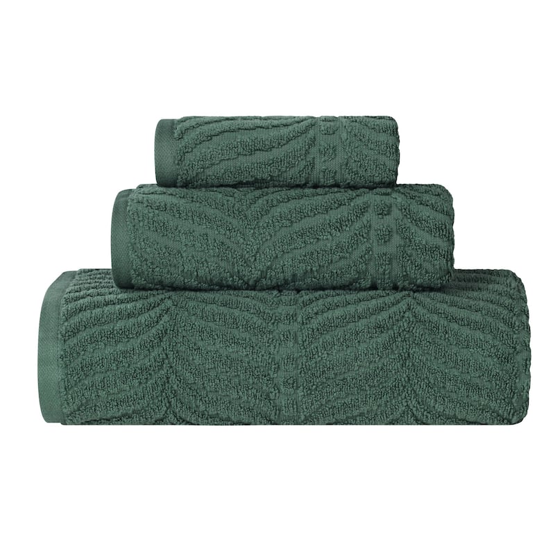 Superior Chevron Zero Twist Jacquard Cotton 3 Piece Bathroom Towel Set