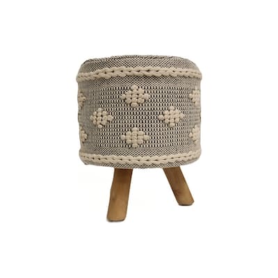 Home&Manor Chamonix Cotton Round Stool