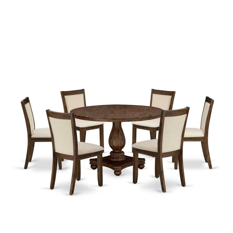 HomeStock 7-Piece Sand Blasted Black Finish Solid Wood Top Dining Table with 6-Chairs