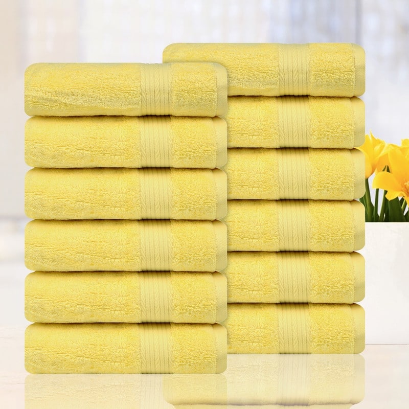 Luxurious Cotton 600GSM Hand Towels 18x28 Inch by Ample Decor - Yellow