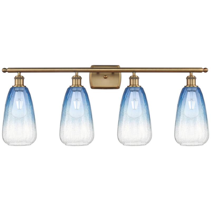 Innovations Lighting 516-4W-14-36 Brookhaven Almond Vanity Brookhaven - Brushed Brass / Sapphire Blue