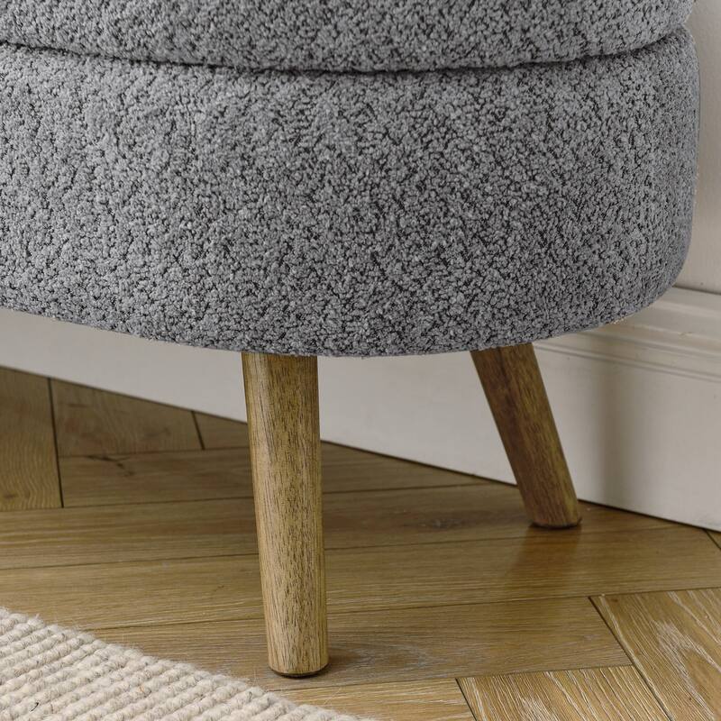 Ottoman Oval Storage Bench,Rubber Wood Legs