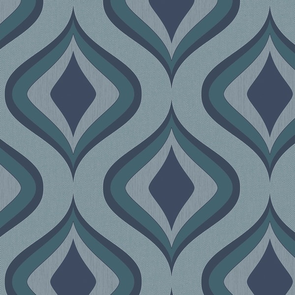 slide 2 of 4, Transform Trippy Blue Peel & Stick Wallpaper