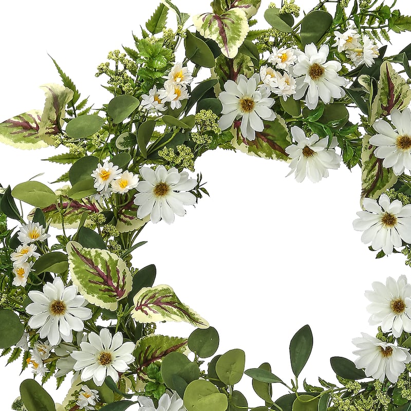 Daisy And Mix Greens Wreath 24"
