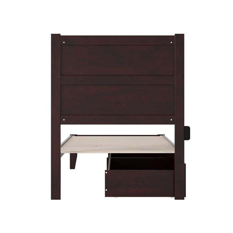 Twin XL Bed with Drawers - Espresso Finish, USB Charger, Slat Kit - No Box Needed