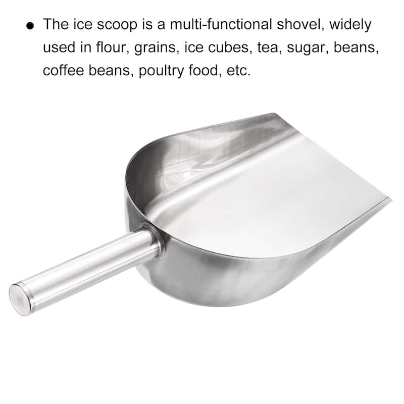 Ice Scoop Stainless Steel 11.8x4.7" Flour Cereal Food Utility Shovel - Silver