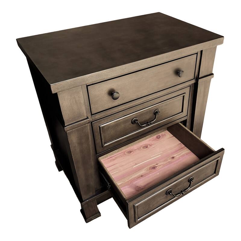Furniture of America Quinlan Dark Walnut Wood 3-Drawer Nightstand