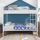 preview thumbnail 1 of 5, White Twin over Twin Metal Bunk Bed, Frame with Ladder, Space-Saving Design for Bedroom White