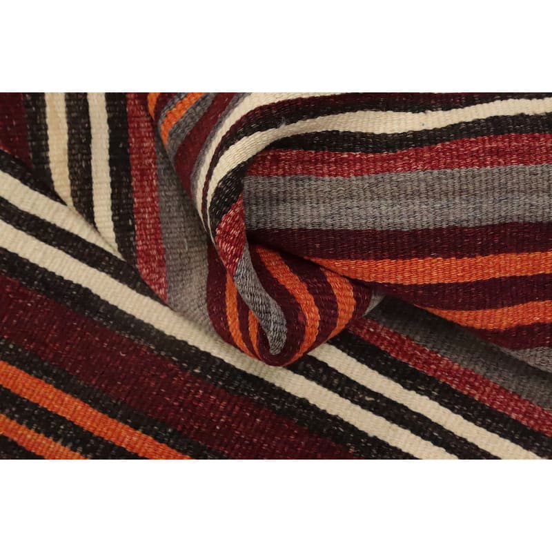 Hand Woven Oriental 100% Wool Carpet Southwestern Geometric Multi-Colored Kilim Area Rug - 10' 8'' X 5' 0''
