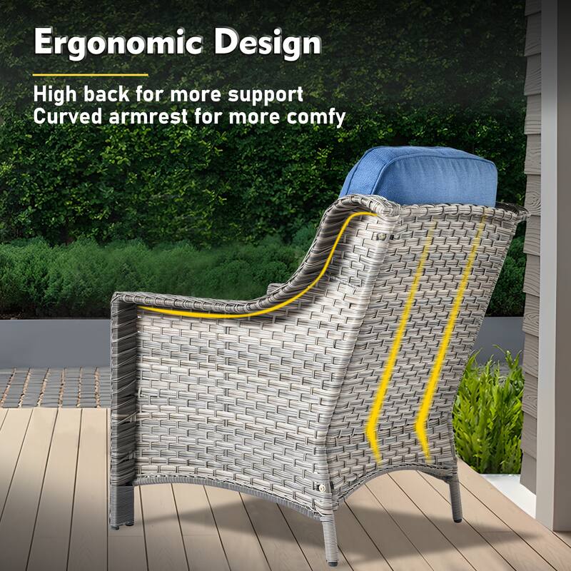 XIZZI 5-piece Patio Furniture Wicker Outdoor High Back Sofa Set with Fire Pit