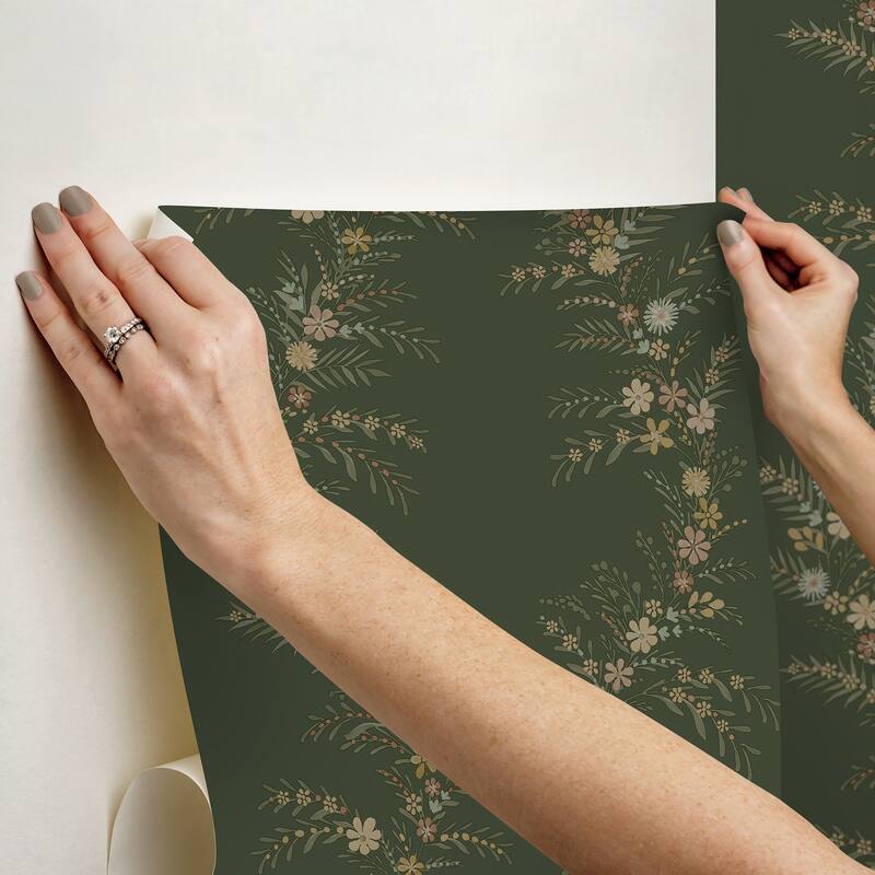 Chris Loves Julia x NuWallpaper Posy Spruce Peel and Stick Wallpaper
