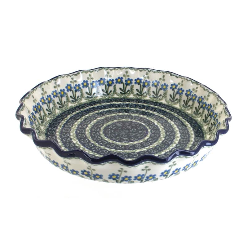 Blue Rose Polish Pottery 636 Ceramika Artystyczna Pie Plate - Blue Posy
