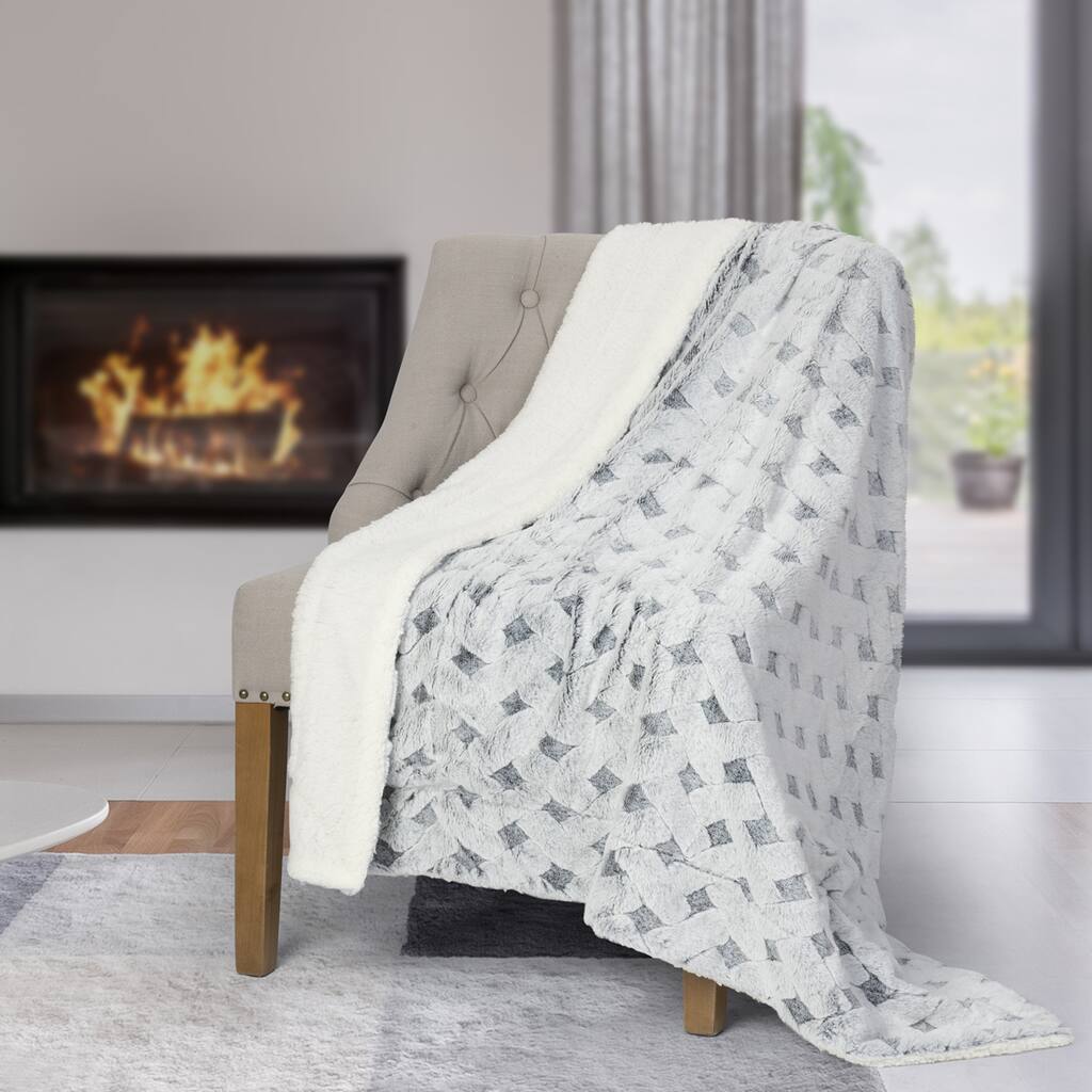 Premium Reversible Throw Blanket 60in x 48in (Charcoal)