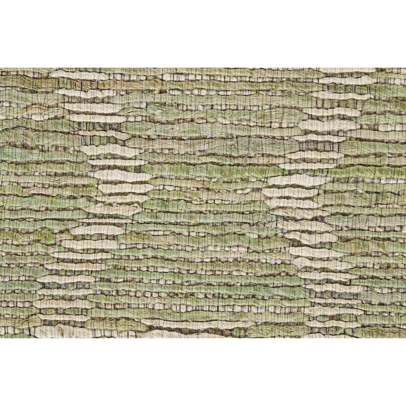 LiLacombe Natural Jute Flat Dhurrie, Jade Green/Tan, Area Rug