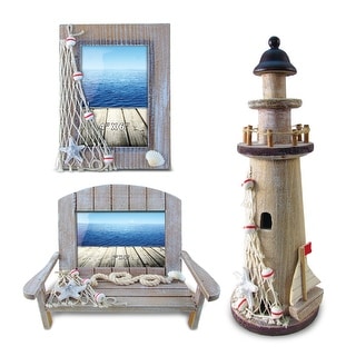 CoTa Global White Lighthouse Decor with Starfish and Fish Net - On Sale -  Bed Bath & Beyond - 12439540