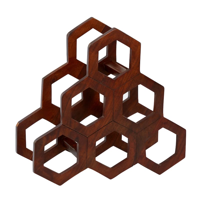 Brown Wood Contemporary Wine Rack 17 x 18 x 8 - 18 x 8 x 17