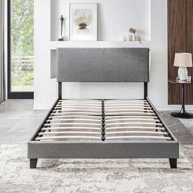 Queen Size Upholstered Platform Bed Frame