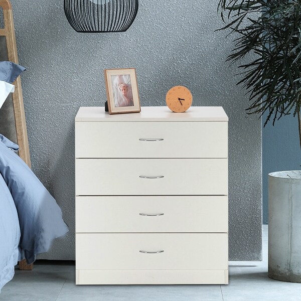 Shop MDF Wood Simple 4-Drawer Dresser White - Overstock ...