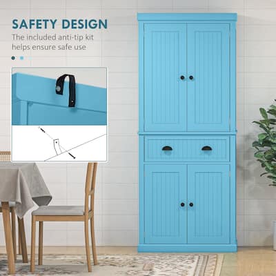 Tall Kitchen Storage Cabinet with Adjustable Shelves and Drawer, Freestanding Pantry Buffet Cabinet with Doors