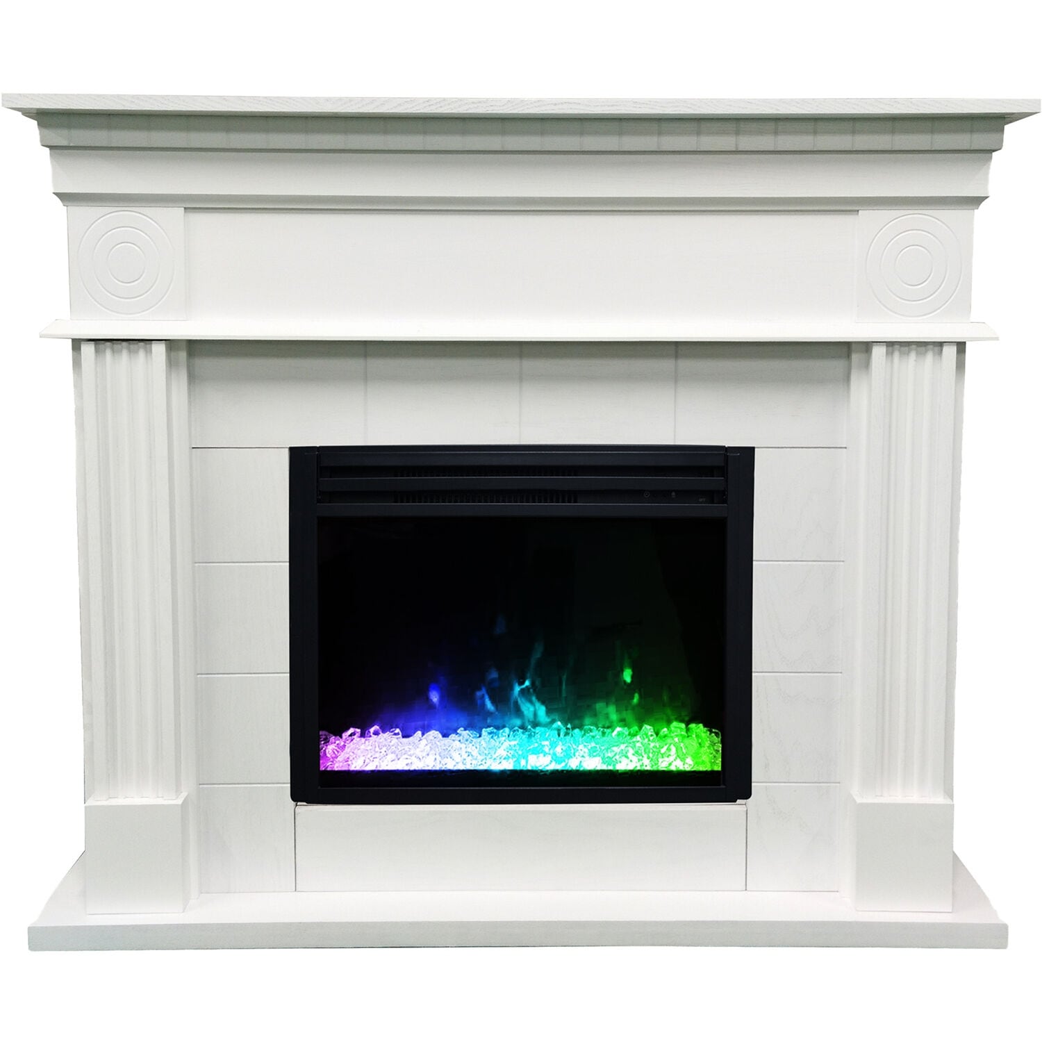Cambridge 47.8-In. Shelby Electric Fireplace Mantel with Enhanced, Deep Crystal Insert, White