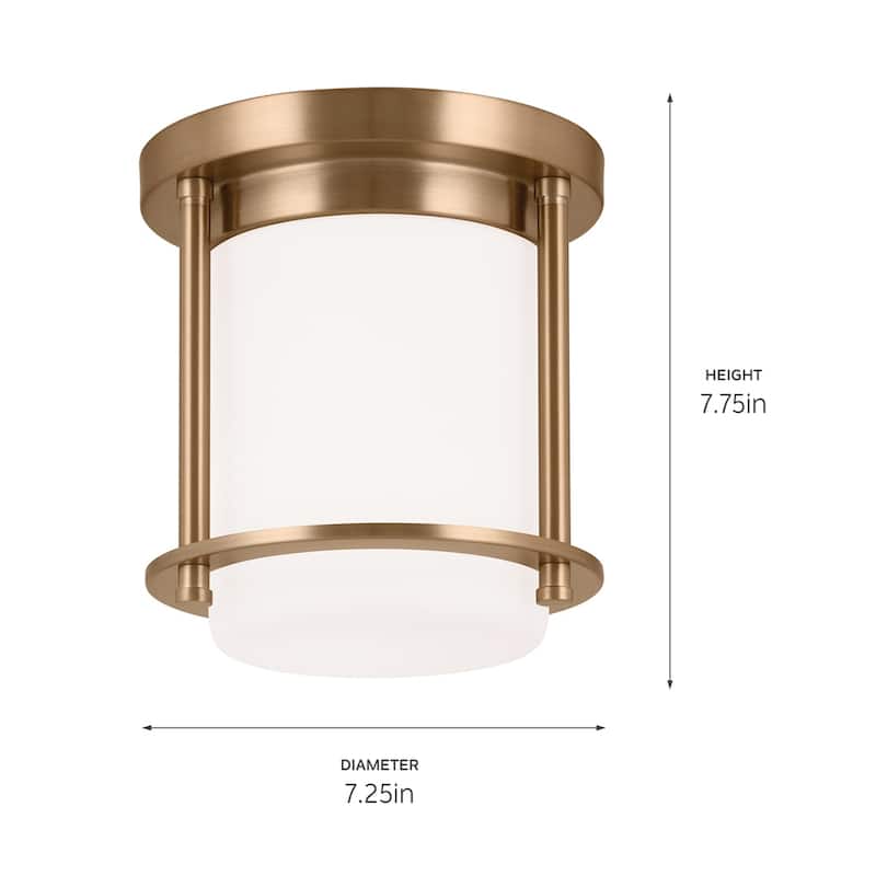 Kichler Lighting Brit 7.25 in. 1-Light Champagne Bronze Flush Mount Light with Satin Etched Glass