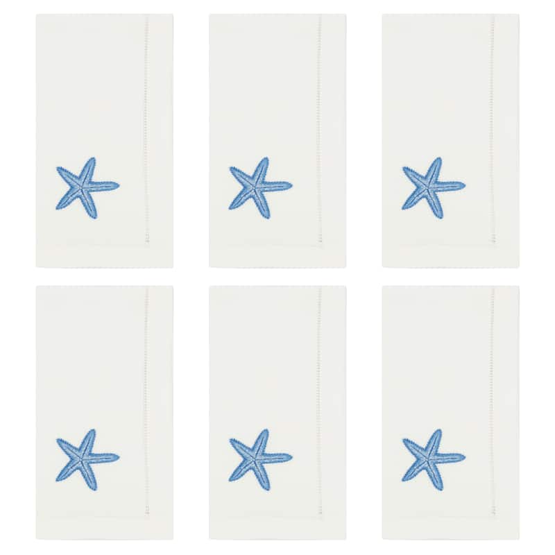 Starfish Design Embroidered Table Napkins (Set of 6)