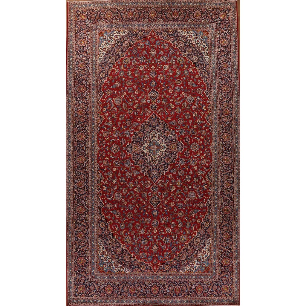 Traditional Kashan Persian Large Area Rug Hand-knotted Wool Carpet - 10'3" x 17'0"