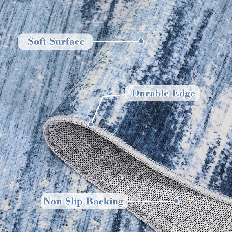Washable Area Rugs for Living Room Modern Abstract Rug Non Slip Non Shedding Stain Resistant Carpet